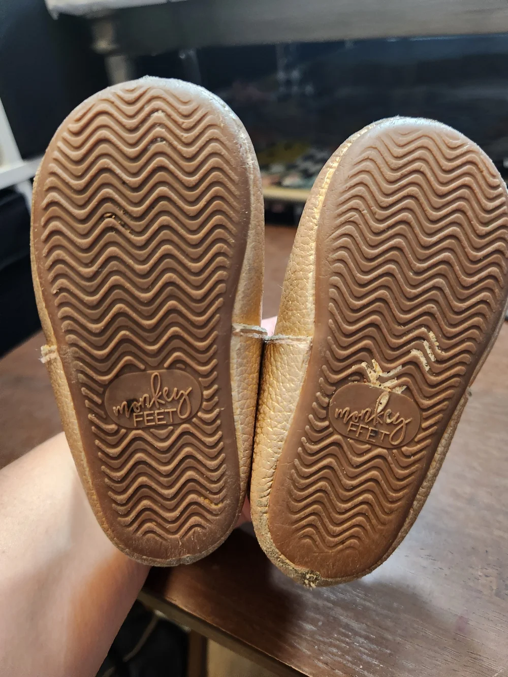 Monkey Feet Metallic Gold Mary Jane Baby Shoes